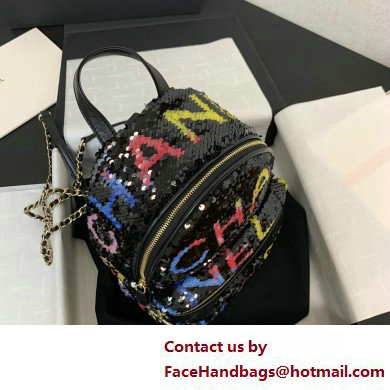 Chanel Sequins  &  Silver-Tone Metal Mini Backpack Bag AS4662 Black, Yellow, Pink  &  Blue 2025